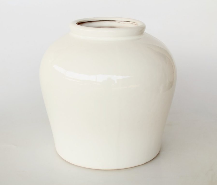 Extra Large White Glazed Jar